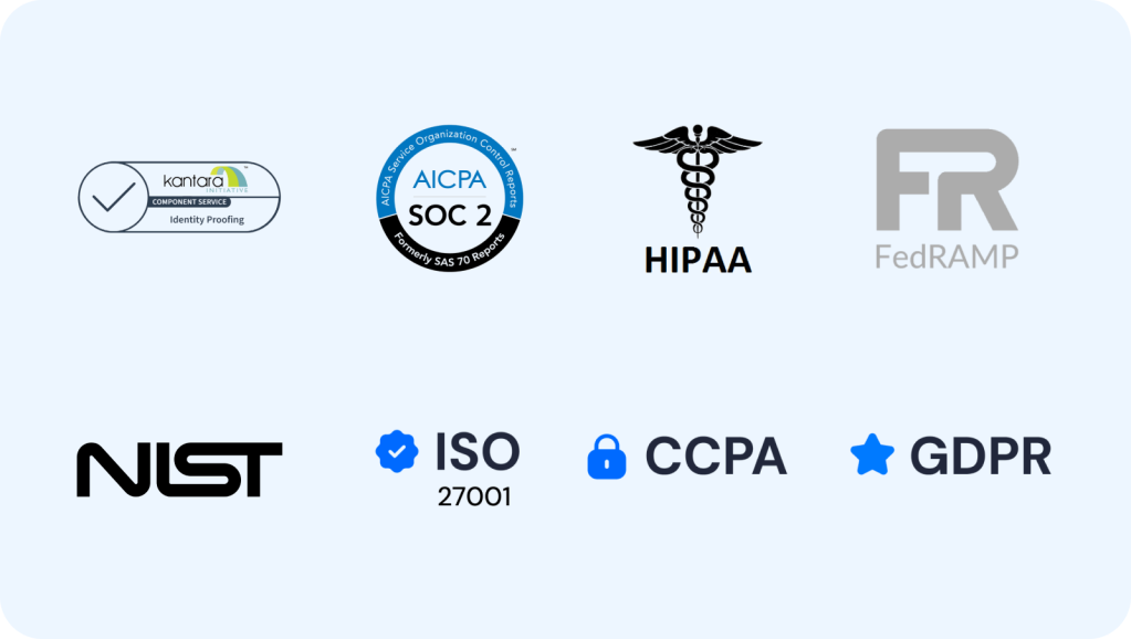 La tecnología de Verificación de Identidad de Incode está diseñada para cumplir con los estrictos requisitos de seguridad y privacidad de varios estándares regulatorios globales y específicos de la industria.